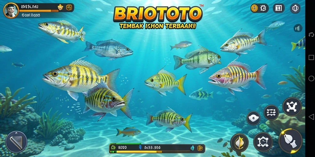 Tampilan menarik dari gameplay Tembak Ikan BRIOTOTO.