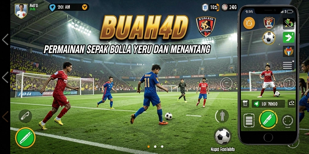 Tampilan gameplay seru di BUAH4D dengan aksi sepak bola menarik.