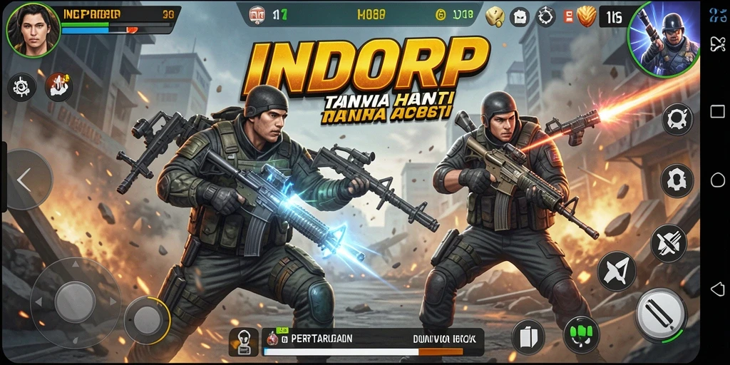 Tampilan gameplay INDORP yang penuh aksi dan intens.