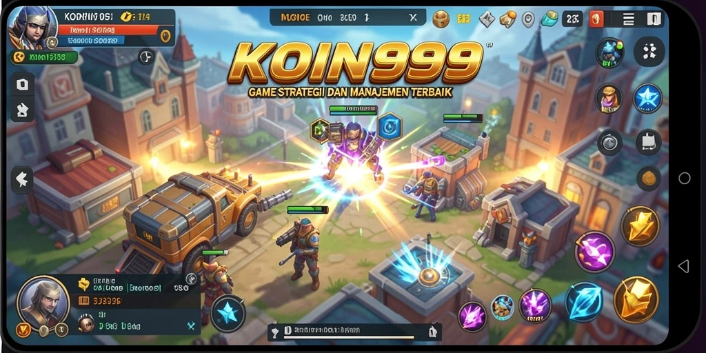 Screenshot gameplay <strong>KOIN99</strong> menunjukkan peperangan strategis yang mendebarkan.
