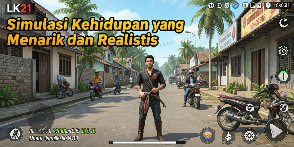 Screenshot LK21 menampilkan gameplay interaktif dalam dunia simulasi yang realistis.