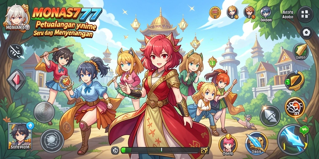 Tangkapan layar gameplay <strong>MONAS77</strong> menampilkan karakter anime yang sedang bertarung.