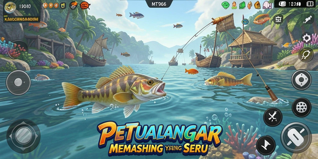 Screenshot gameplay MT966 menampilkan petualangan memancing yang menakjubkan.