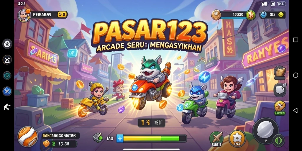 Tangkapan layar gameplay PASAR123 menampilkan aksi seru dalam permainan Arcade.