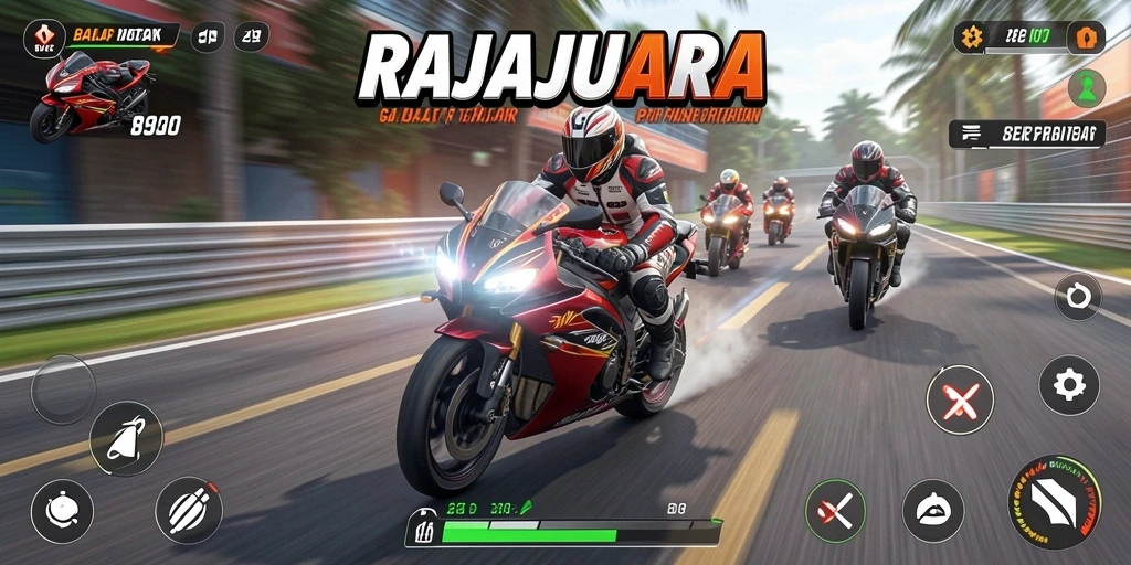 Gameplay balap motor RAJAJUARA yang menegangkan dan mendebarkan.