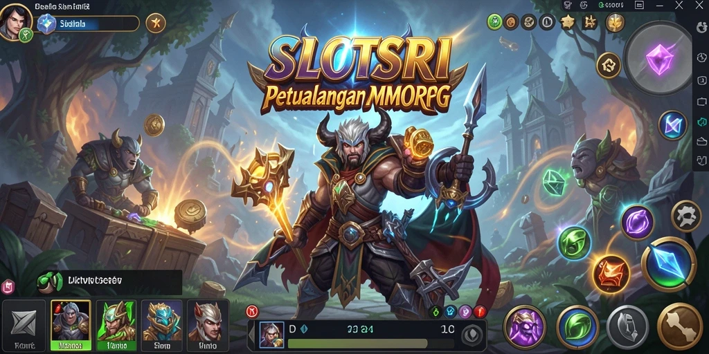 Tampilan gameplay SLOTSRI dengan karakter petualang di dungeon.